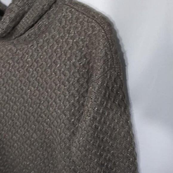 Sonoma Brown & Gold Metallic Textured Turtleneck Sweater Cozy Fall Sz XL - Picture 6 of 6